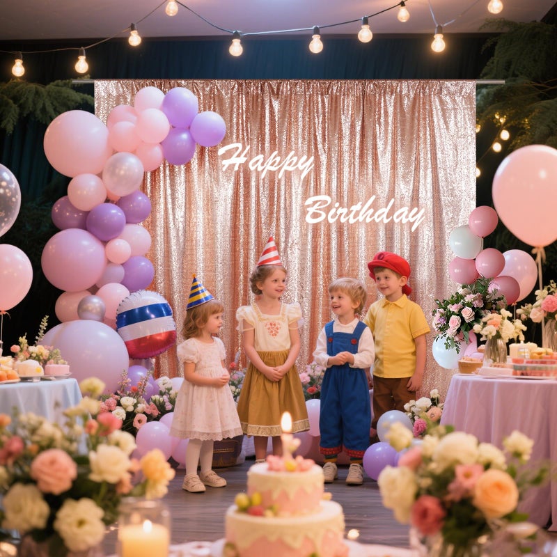 SquarePie Sequin Backdrop Not See Through Thick Stain Background for Photography Glitter Curtain Party 8FT x 8FT Rose Gold - Image 4